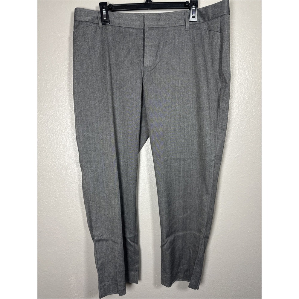 GAP Stretch Slim Cropped Gray Herringbone Dress Trousers Pants Size 14